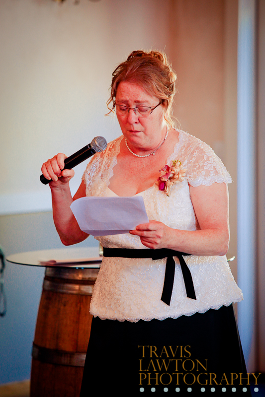 A tear-filled speech given by the bride's mother
